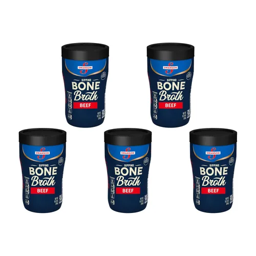 Swanson S ipping Caldo de hueso, caldo de hueso de res, taza de 10.75 onzas (paquete de 5)