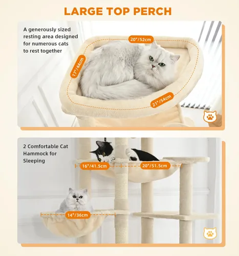 Miniatura 5 de Made4Pets - Árbol alto para gatos, torre de árbol de gato de 71 pulgadas para gatos de interior grande y adulto, torre de felpa de varios niveles