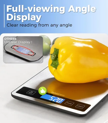 Miniatura 6 de Báscula de alimentos – Báscula digital recargable de cocina de 33.1 lbs/33 libras con pantalla LCD de vista completa, gramos y onzas, tipo C