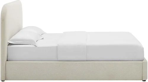 Miniatura 5 de Modway Keynote - Marco de cama Queen moderno con cabecera en forma de curva en tejido jaspeado marfil, tapicería de tela jaspeada, cama