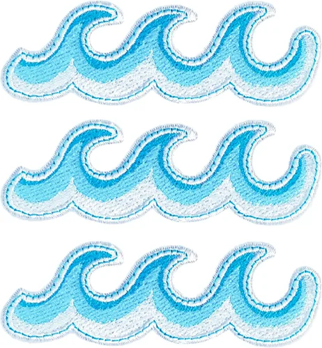 10 parches bordados de olas del océano, parche de reparación para ropa, chaquetas, gorras, parches bordados, parches de costura para decoración de