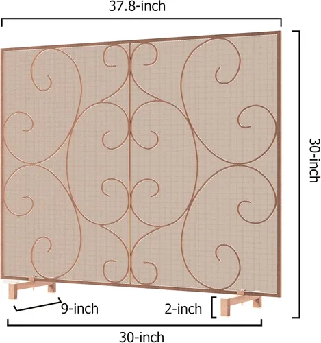 Miniatura 4 de Kingson Panel individual decorativo plano para chimenea, cubierta sola hecha a mano, malla de metal duradera, resistente al calor, malla de Bronce