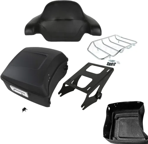 Miniatura 11 de TCMT Caja de maletero trasera con respaldo para motocicleta, rejilla portaequipajes de 2 plazas, para Harley 2014-2025 Touring CVO Road King Street