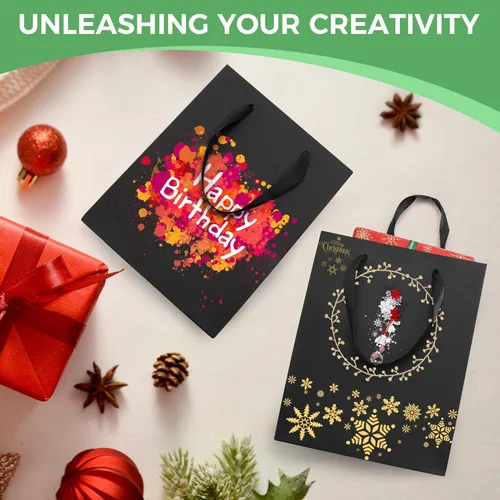 Miniatura 6 de MOXARYSU Bolsas de regalo negras con asas: 8 x 5 x 10 pulgadas, 30 bolsas de papel negras medianas a granel para fiestas, compras, cumpleaños, bodas