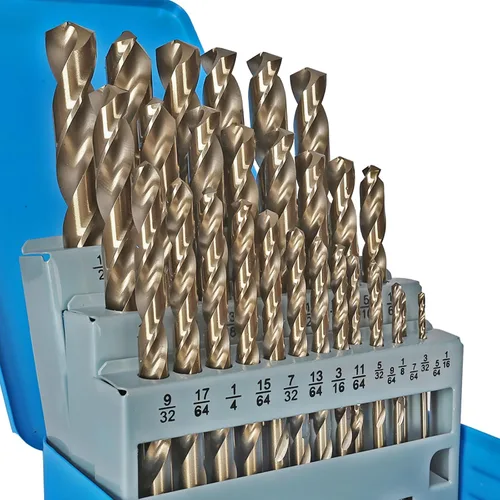 COMOWARE Juego de Brocas de Cobalto- 29 Piezas M35 Acero de Alta Velocidad Helicoidal Longitud Estándar para Metal Endurecido, Acero Inoxidable,