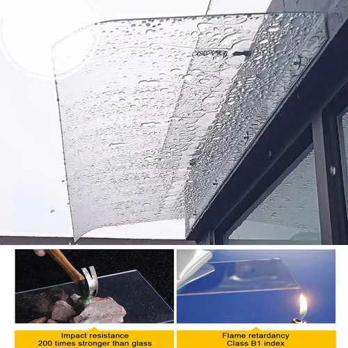 Miniatura 7 de Toldo para puerta delantera, toldo de ventana, toldo para puerta, toldo para patio al aire libre, cubierta de policarbonato transparente silencioso