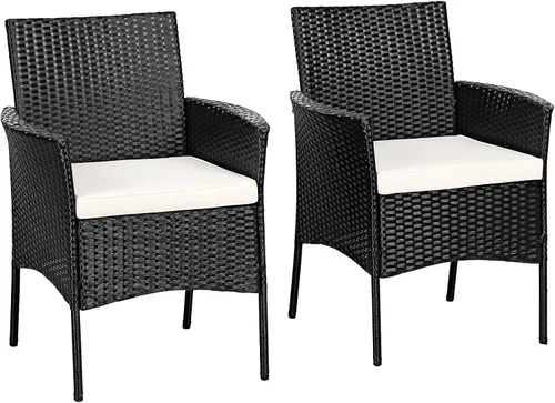 Miniatura 14 de Tangkula Patiojoy - Juego de 4 sillas de comedor para exteriores, de polietileno, resistentes a la intemperie, con cojines extraíbles, para jardín