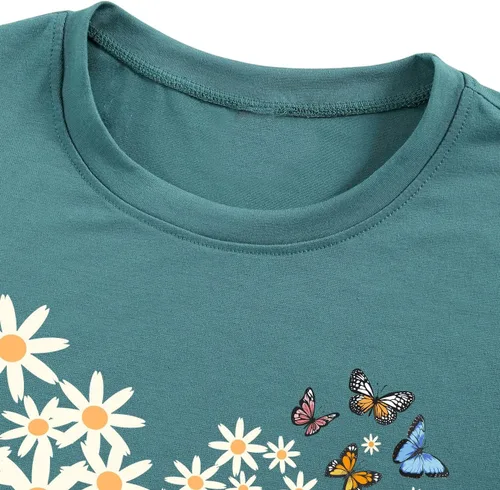 Miniatura 4 de SweatyRocks Camisetas con estampado de corazón para mujer, camisetas divertidas de manga corta para verano
