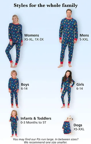 Miniatura 4 de PajamaGram - Pijamas navideños a juego para la familia, diseño luces de Navidad