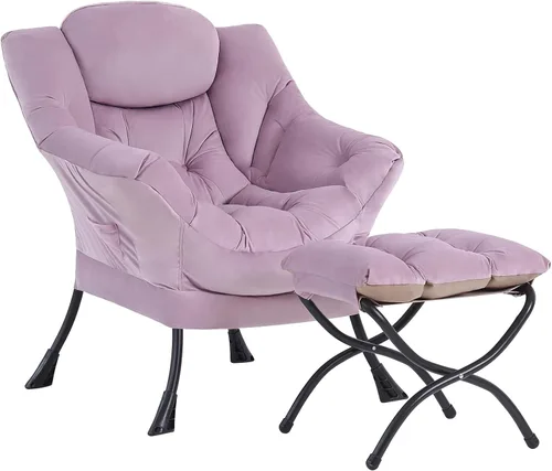Miniatura 12 de Silla perezosa acogedora y otomana, juego grande de silla de descanso contemporánea, sillón tapizado de ocio para lectura para dormitorio, sala