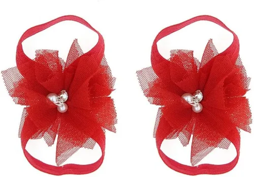 Miniatura 8 de Eforcase 12 pares de sandalias descalzas para bebé y niña, sandalias descalzas de flores para bebés recién nacidos, niñas pequeñas