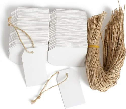 Miniatura 9 de 200 etiquetas de regalo de papel con 200 cuerdas de algodón negro, etiquetas colgantes en blanco para regalo de boda, vacaciones (negro)