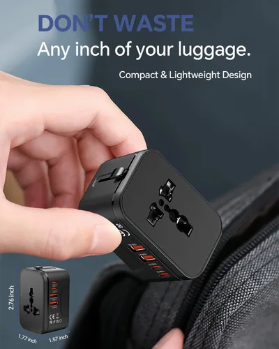 Miniatura 6 de Adaptador de viaje, VCOO Universal todo en uno Todo el Mundo Viaje Adaptador de alimentación, Negro