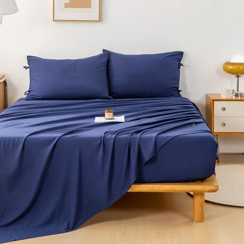 Miniatura 21 de COTTEBED Juego de sábanas de polialgodón lavado tamaño individual, juego de ropa de cama ultrasuave, 3 piezas, transpirable, vintage, duradero