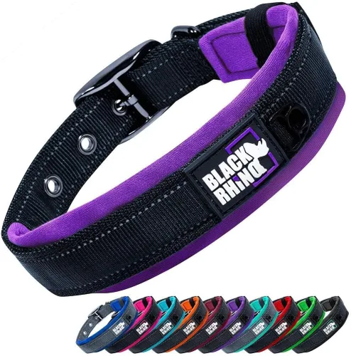 Miniatura 7 de Collares para perros Black Rhino para perros medianos - Collar de perro ajustable reflectante resistente con acolchado de neopreno ultra suave