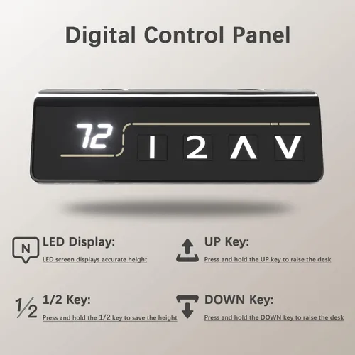 Miniatura 5 de Furmax - Escritorio eléctrico de altura ajustable de pie grande de 48 x 24 pulgadas, escritorio de pie para oficina en casa, alturas prestablecidas