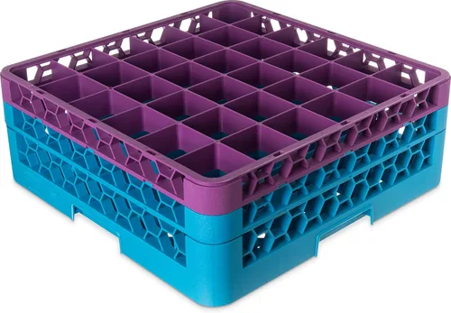 Miniatura 142 de Carlisle FoodService Products RG9-214 OptiClean Estante de vidrio con 9 compartimentos con 2 extensores, 7.12 pulgadas, polipropileno, azul
