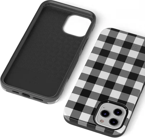 Miniatura 7 de Casely Funda para iPhone 12 Pro Max Compatible con MagSafe Check Me Out Funda a cuadros de tablero de ajedrez