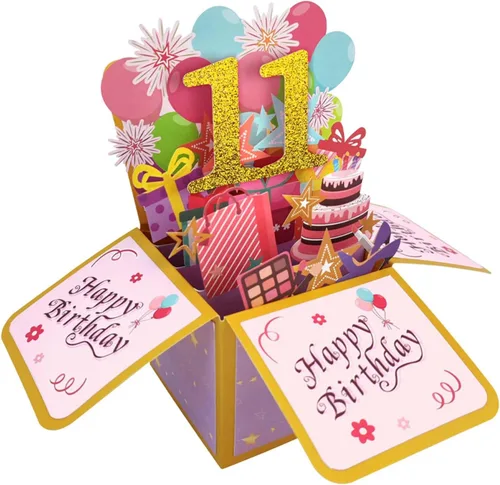 Miniatura 8 de Asmallgf Dulce Tarjeta de Cumpleaños Desplegable del 12º Cumpleaños para Niña y Niño, Gran Regalo de Cumpleaños de 12 Años para Hija, Sobrina
