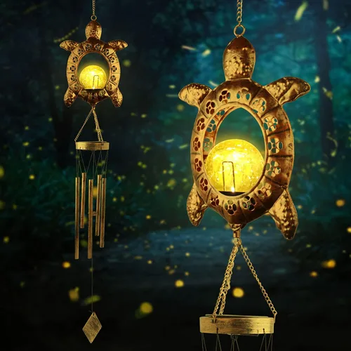 Miniatura 9 de Colorful Solar Moon Wind Chimes for Outside Unique Birthday Mom Gifts for Women Mom Grandma Crackle Glass Ball LED Wind Chimes Solar Lights Outdoor