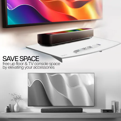 Miniatura 6 de VIVO, estante flotante de vidrio templado de pared para reproductor de DVD, audio, consolas de videojuegos, dispositivos de transmisión (MOUNT-SF011)