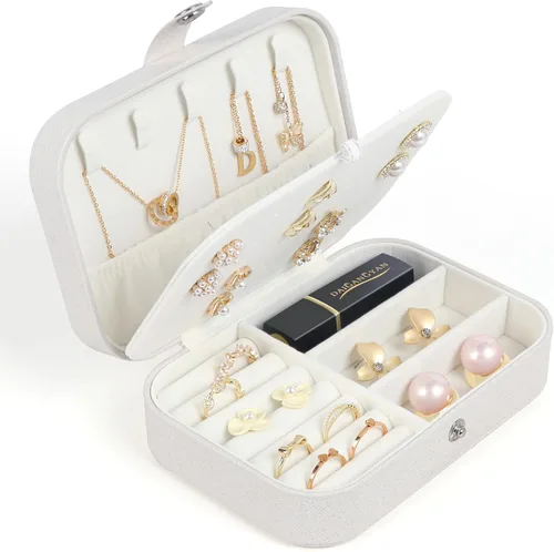 Joyero para Viaje, Cajas Organizadoras de Joyería Pequeñas para Mujeres y Niñas, Estuche de Joyería de Viaje de 2 Capas, Estuche de Almacenamiento