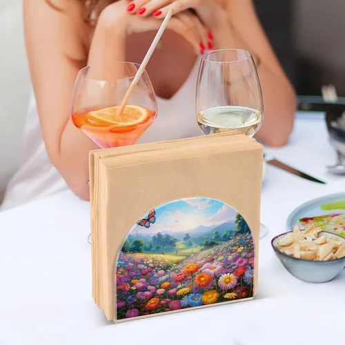 Miniatura 7 de Servilleteros de flores de primavera con mariposas para mesas, servilleteros de acrílico transparente, servilleteros de cóctel para cocina