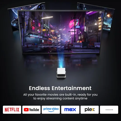 Miniatura 9 de Proyector inteligente ANSI 1500, proyector portátil con WiFi y Bluetooth, HAPPRUN 4K Full HD Home Theater con soporte de 270°, sonido Dolby