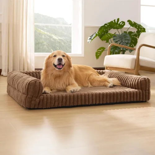 Miniatura 11 de Bedsure - Cama ortopédica para perros medianos, camas impermeables de espuma viscoelástica medianas con lados, sofá de espuma de nido de abeja