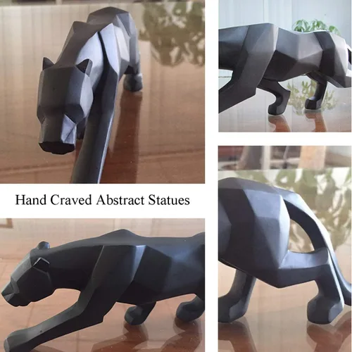 Miniatura 4 de FJWYSANGU Abstracto Estatuas De Leopardo Panther Escultura Mano Anhelada Animal Resina Decoración Moderno Para El Hogar Grande Blanco