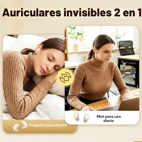 Miniatura 2 de Auriculares para dormir de lado, mini auriculares inalámbricos 2 en 1 con Bluetooth para dormir, discretos auriculares intrauditivos para pequeños