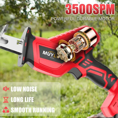 Miniatura 3 de Sierra recíproca inalámbrica, sierra eléctrica con batería y cargador, sierras eléctricas de batería de 20 V, velocidad variable de 0-3500 SPM