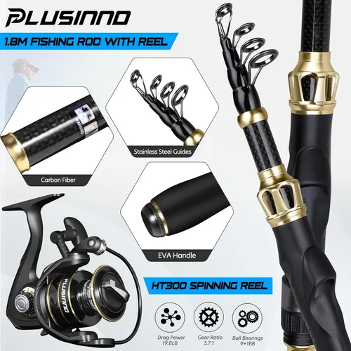 Miniatura 3 de PLUSINNO Fishing Gear,Full Fishing Pole kit Include Fishing Rod and Reel Combo, Tackle Box with Fishing Lures, Fishing Accessories, Fishing