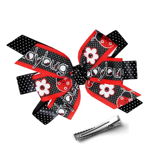 Miniatura 2 de WEBB DIRECT2U Clip de cocodrilo para el pelo de Lady Bug Ladybug de 4.5 pulgadas, color rojo y negro