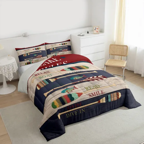 Miniatura 4 de Juego de edredón de verano con reglas de la piscina, ropa de cama rústica de granja, tamaño individual para niños, adolescentes y adultos