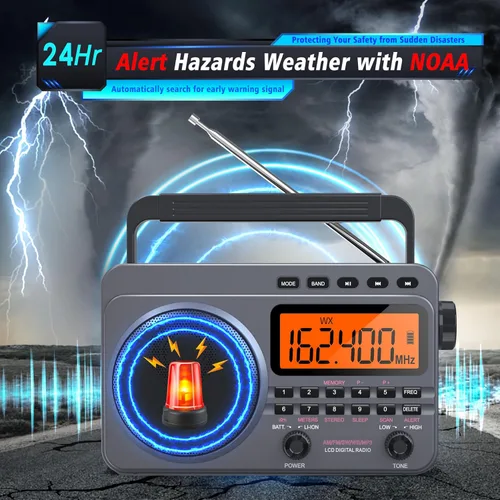 Miniatura 2 de Radio portátil con la mejor recepción, radio digital recargable de 4000 mAh AM FM portátil con tarjeta SD/reproducción USB, sintonizador digital