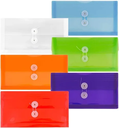 Miniatura 20 de Fundas de plástico con cierre de botón y cordel para guardar documentos (12 fundas de tamaño carta), de JAM Paper, Amarillo