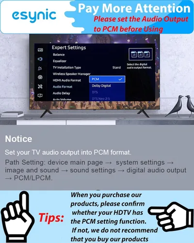 Miniatura 3 de eSynic Adaptador óptico portátil a RCA de 7 pies de largo, convertidor DAC de 192 kHz Plug & Play, convertidor de audio digital a analógico