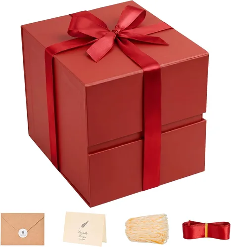 Miniatura 50 de LIFELUM Square Gift Box with Magnetic Lid, Card, Sticker, Ribbon, Shredded Paper Filler for Business, Wedding, Birthdays