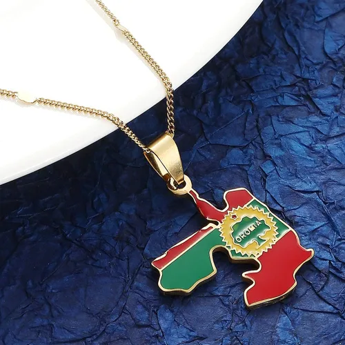 Miniatura 2 de Collar con colgante de mapa de Oromia de acero inoxidable