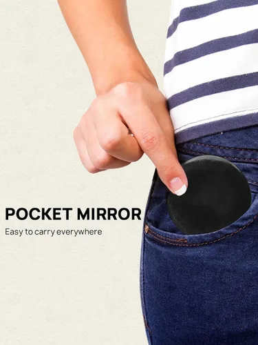 Miniatura 5 de Espejo compacto de maquillaje pequeño a granel, mini espejo de bolsillo de viaje para mujer, paquete de 36 piezas (redondo, negro)