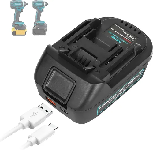 Adaptador de batería DM18M con enchufe de carga USB y tipo C compatible con baterías Dewalt de 20 V y Milwaukee de 18 V, convierte a baterías Makita