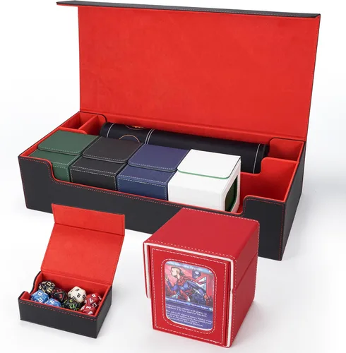 Miniatura 10 de AFIING MTG Caja de Mazo para Commander Display, Caja de Cartas que Cabe 100 Cartas con Doble Funda, Caja de Almacenamiento Magic Commander TCG con 2