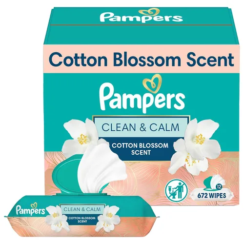 Miniatura 10 de Pampers - Toallitas Clean & Calm, aroma a flores de algodón, 336 toallitas en total (6 paquetes con tapa emergente)