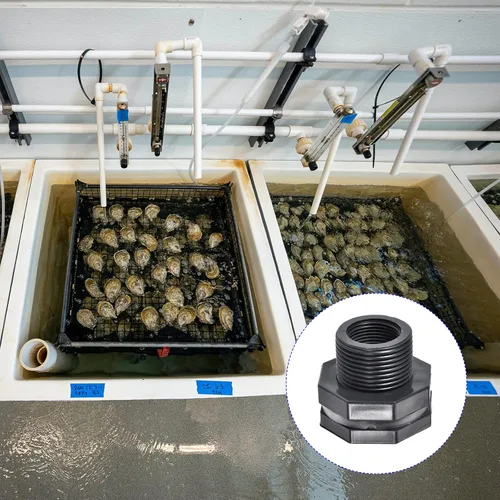 Miniatura 2 de M METERXITY Paquete de 2 accesorios de mamparo de PVC – Conector de tanque de agua de doble rosca, con junta de silicona, para acuarios