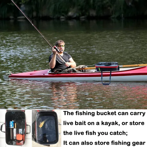 Miniatura 4 de Grneric Cubo de pesca, 6 galones/8 galones/10 galones, contenedor de pescado vivo multifuncional, cubo de cebo de pescado vivo, bolsa de pesca