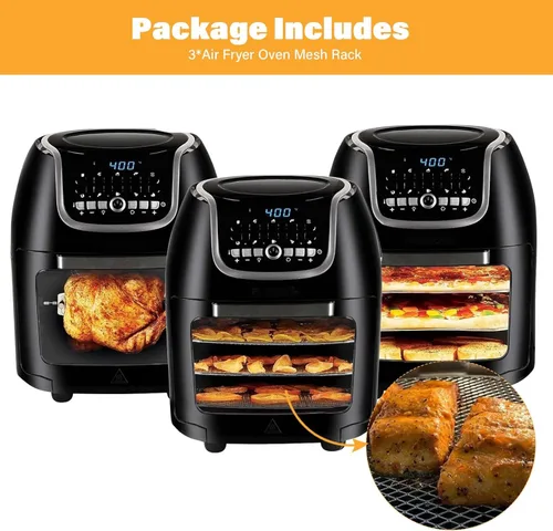 Miniatura 7 de ALJ Estantes mejorados para freidora de aire PowerXL Vortex Pro de 10 cuartos de galón, freidora de aire, estilo malla, bandeja de alimentos