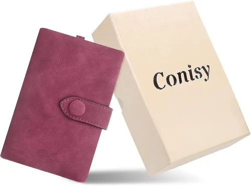 Miniatura 6 de CONISY Billeteras pequeñas de pulsera para mujer, billetera de cuero plegable RFID con ventana de identificación y cremallera