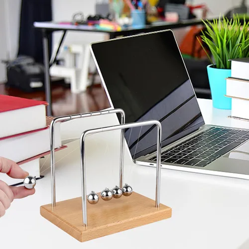 Miniatura 7 de Newtons Cuna de Equilibrio, Fascinante Accesorio de Física con 5 Perlas para el Hogar y la Oficina