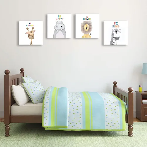 Miniatura 5 de Quzenu Safari Animal Baby Room Decor Canvas Prints Kids Art Frame Jungle Nursery Decor
